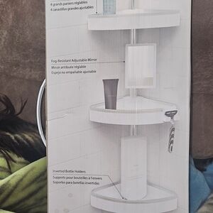 New Inbox White Corner Shower Caddy with Adjustable Shelves